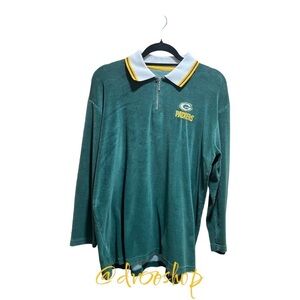 Vintage Mens L/XL Green Bay Packers Long Sleeve Crushed Velvet Shirt Rare! JIT10